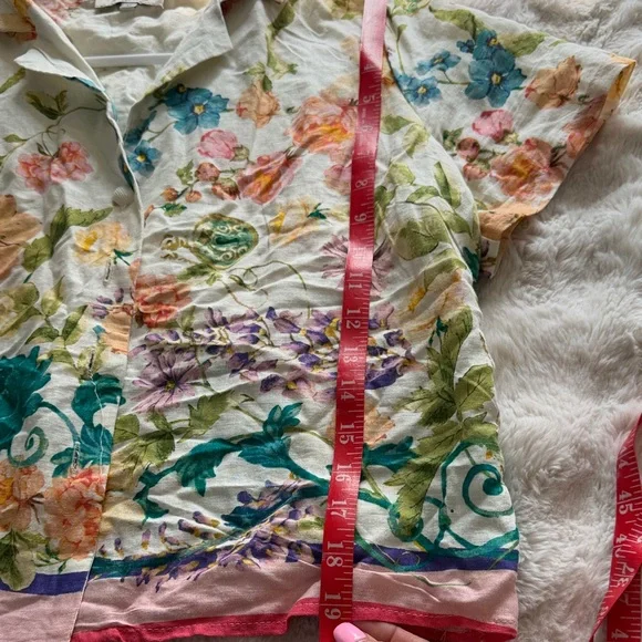 Rachel Zoe whimsical aftermarket cropped linen Floral Blouse - Picture 5 of 8